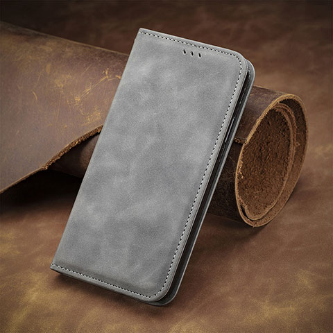 Handytasche Stand Schutzhülle Flip Leder Hülle S04D für Oppo A17 Grau