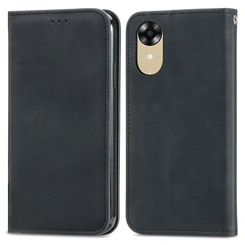 Handytasche Stand Schutzhülle Flip Leder Hülle S04D für Oppo A17K Schwarz