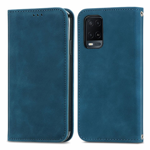 Handytasche Stand Schutzhülle Flip Leder Hülle S04D für Oppo A54 4G Blau