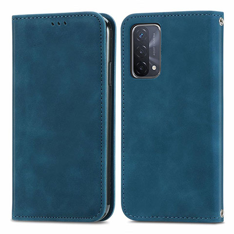 Handytasche Stand Schutzhülle Flip Leder Hülle S04D für Oppo A54 5G Blau