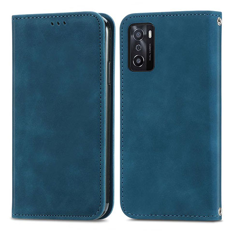 Handytasche Stand Schutzhülle Flip Leder Hülle S04D für Oppo A55S 5G Blau