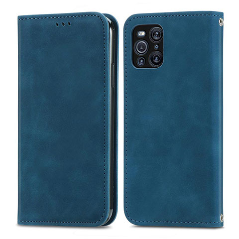 Handytasche Stand Schutzhülle Flip Leder Hülle S04D für Oppo Find X3 Pro 5G Blau