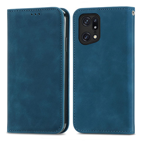 Handytasche Stand Schutzhülle Flip Leder Hülle S04D für Oppo Find X5 Pro 5G Blau