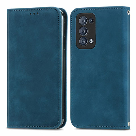 Handytasche Stand Schutzhülle Flip Leder Hülle S04D für Oppo Reno6 Pro+ Plus 5G Blau