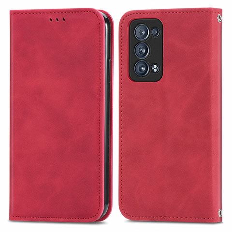 Handytasche Stand Schutzhülle Flip Leder Hülle S04D für Oppo Reno6 Pro+ Plus 5G Rot