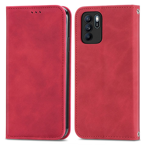 Handytasche Stand Schutzhülle Flip Leder Hülle S04D für Oppo Reno6 Z 5G Rot