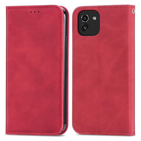 Handytasche Stand Schutzhülle Flip Leder Hülle S04D für Samsung Galaxy A03 Rot