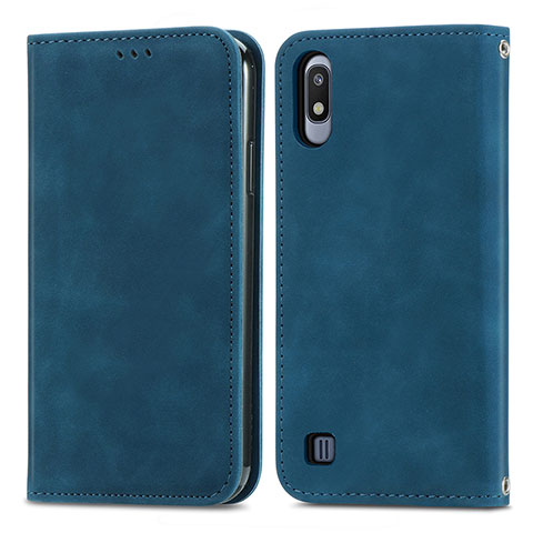 Handytasche Stand Schutzhülle Flip Leder Hülle S04D für Samsung Galaxy A10 Blau