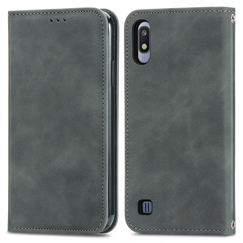 Handytasche Stand Schutzhülle Flip Leder Hülle S04D für Samsung Galaxy A10 Grau