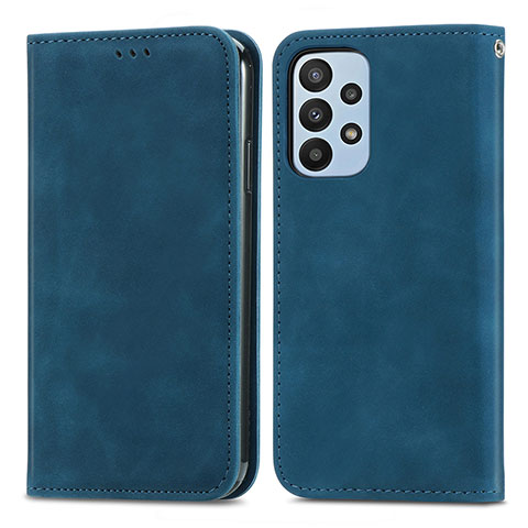 Handytasche Stand Schutzhülle Flip Leder Hülle S04D für Samsung Galaxy A23 4G Blau