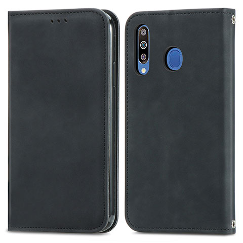 Handytasche Stand Schutzhülle Flip Leder Hülle S04D für Samsung Galaxy A40s Schwarz