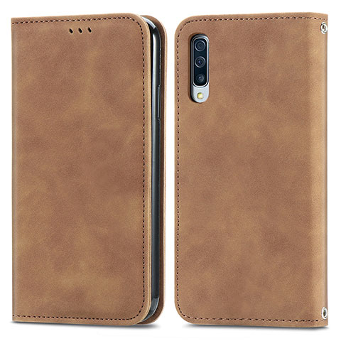 Handytasche Stand Schutzhülle Flip Leder Hülle S04D für Samsung Galaxy A50 Braun