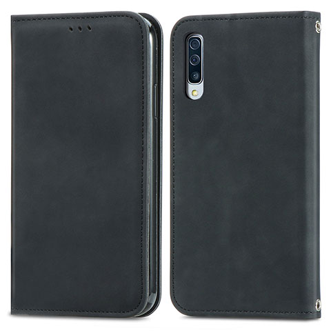 Handytasche Stand Schutzhülle Flip Leder Hülle S04D für Samsung Galaxy A50 Schwarz