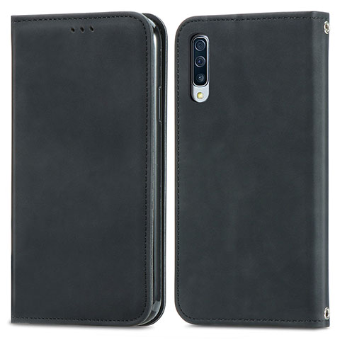 Handytasche Stand Schutzhülle Flip Leder Hülle S04D für Samsung Galaxy A50S Schwarz