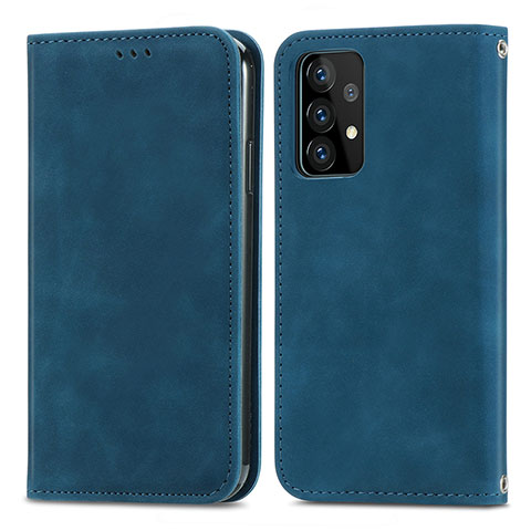 Handytasche Stand Schutzhülle Flip Leder Hülle S04D für Samsung Galaxy A52 4G Blau