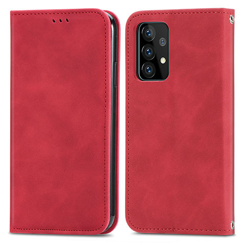 Handytasche Stand Schutzhülle Flip Leder Hülle S04D für Samsung Galaxy A52 4G Rot