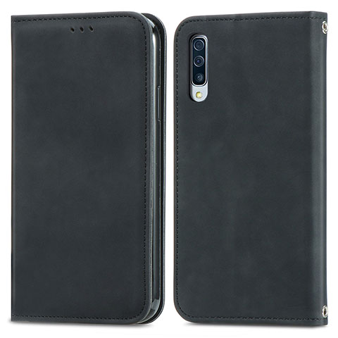 Handytasche Stand Schutzhülle Flip Leder Hülle S04D für Samsung Galaxy A70 Schwarz