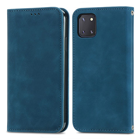 Handytasche Stand Schutzhülle Flip Leder Hülle S04D für Samsung Galaxy A81 Blau