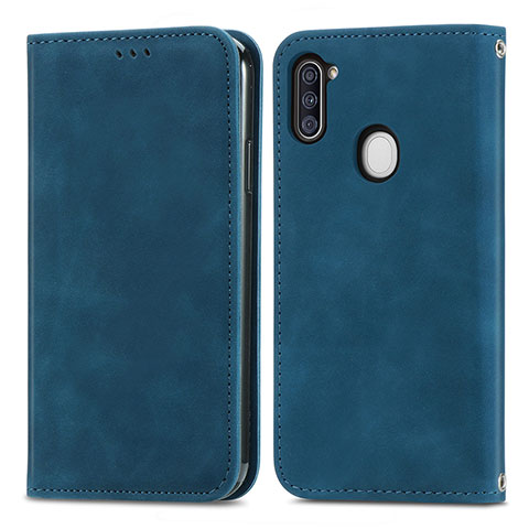 Handytasche Stand Schutzhülle Flip Leder Hülle S04D für Samsung Galaxy M11 Blau