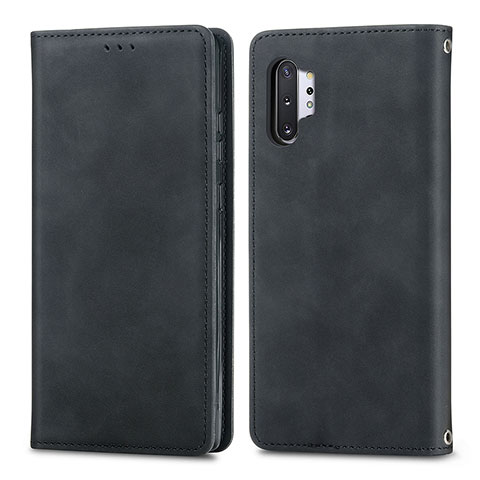 Handytasche Stand Schutzhülle Flip Leder Hülle S04D für Samsung Galaxy Note 10 Plus 5G Schwarz