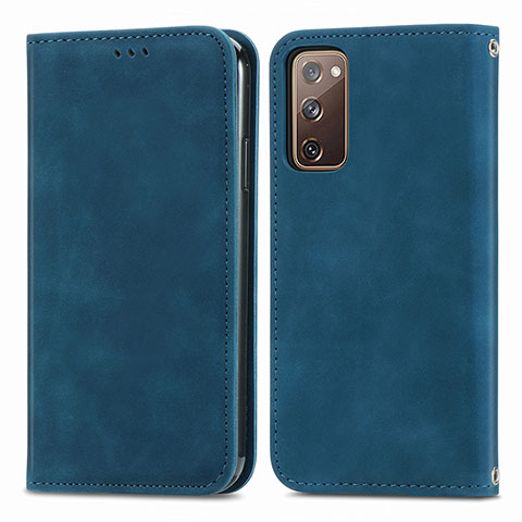 Handytasche Stand Schutzhülle Flip Leder Hülle S04D für Samsung Galaxy S20 FE 4G Blau