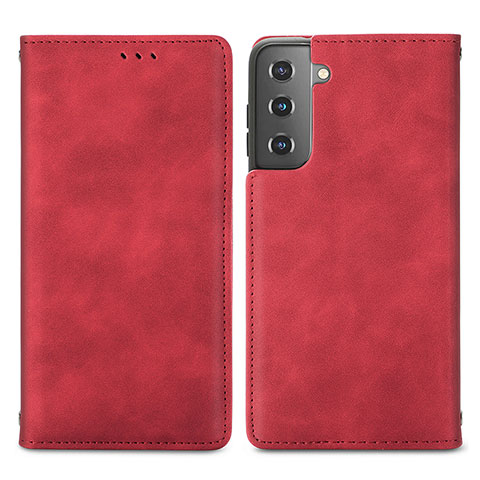 Handytasche Stand Schutzhülle Flip Leder Hülle S04D für Samsung Galaxy S21 Plus 5G Rot