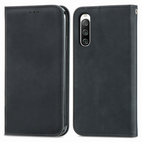 Handytasche Stand Schutzhülle Flip Leder Hülle S04D für Sony Xperia 10 IV Schwarz