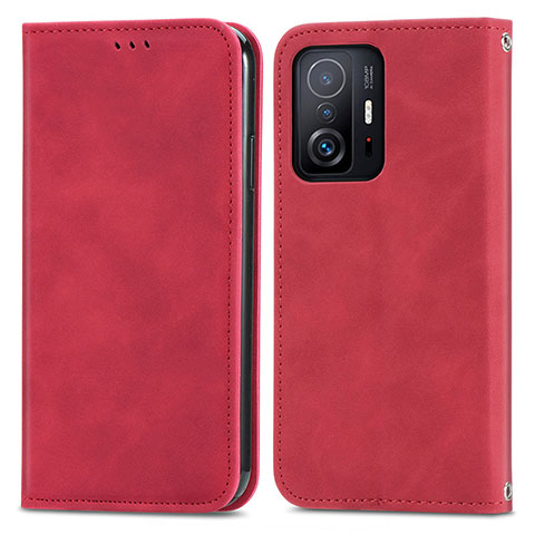 Handytasche Stand Schutzhülle Flip Leder Hülle S04D für Xiaomi Mi 11T 5G Rot