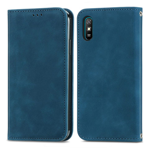 Handytasche Stand Schutzhülle Flip Leder Hülle S04D für Xiaomi Redmi 9A Blau