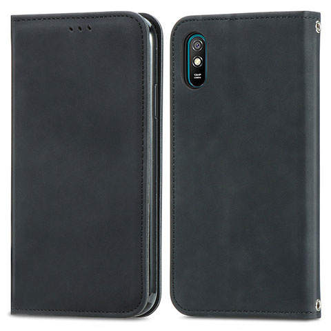 Handytasche Stand Schutzhülle Flip Leder Hülle S04D für Xiaomi Redmi 9AT Schwarz