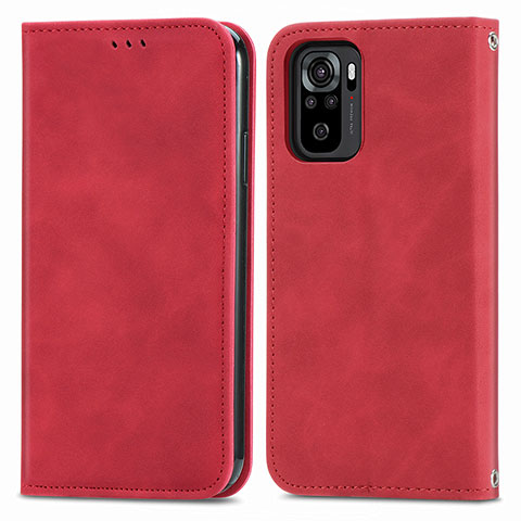 Handytasche Stand Schutzhülle Flip Leder Hülle S04D für Xiaomi Redmi Note 10 4G Rot