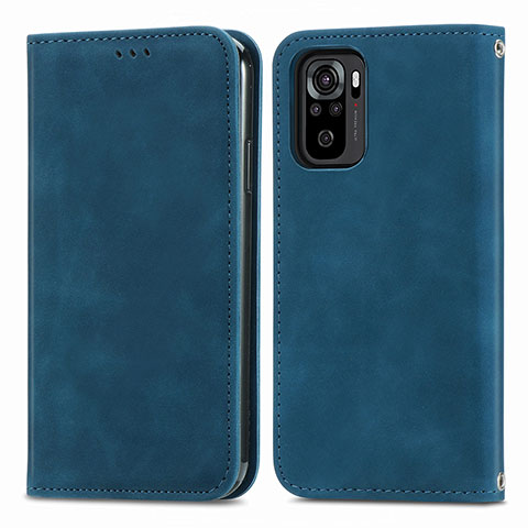 Handytasche Stand Schutzhülle Flip Leder Hülle S04D für Xiaomi Redmi Note 10S 4G Blau