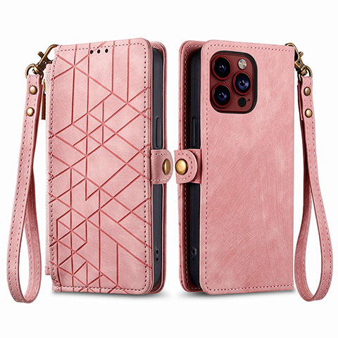 Handytasche Stand Schutzhülle Flip Leder Hülle S05D für Apple iPhone 13 Pro Rosegold