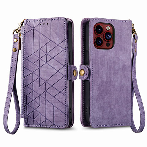 Handytasche Stand Schutzhülle Flip Leder Hülle S05D für Apple iPhone 13 Pro Violett