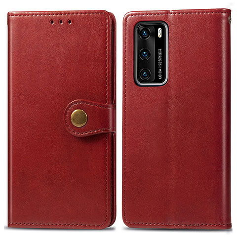 Handytasche Stand Schutzhülle Flip Leder Hülle S05D für Huawei P40 Rot