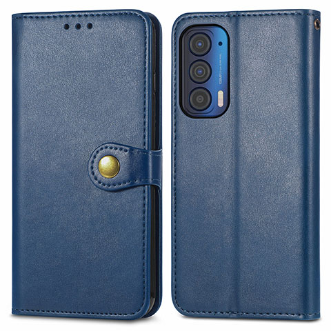 Handytasche Stand Schutzhülle Flip Leder Hülle S05D für Motorola Moto Edge (2021) 5G Blau