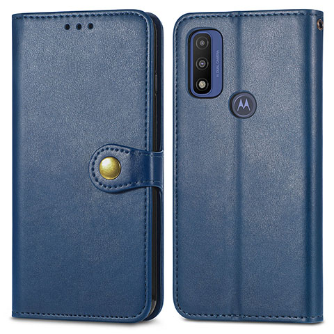 Handytasche Stand Schutzhülle Flip Leder Hülle S05D für Motorola Moto G Pure Blau