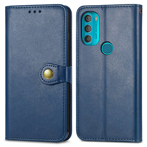 Handytasche Stand Schutzhülle Flip Leder Hülle S05D für Motorola Moto G71 5G Blau