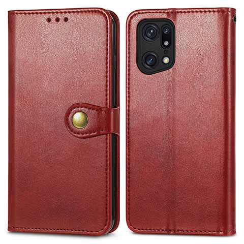 Handytasche Stand Schutzhülle Flip Leder Hülle S05D für Oppo Find X5 5G Rot