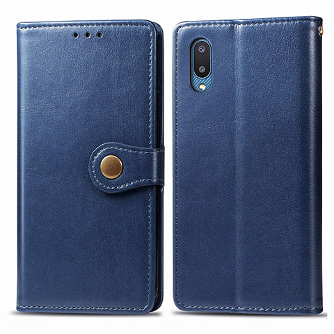 Handytasche Stand Schutzhülle Flip Leder Hülle S05D für Samsung Galaxy A02 Blau