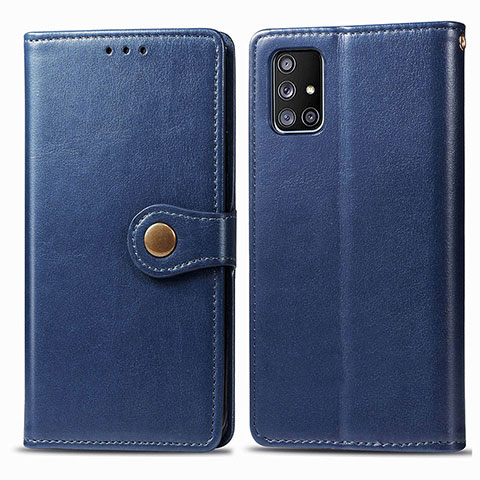 Handytasche Stand Schutzhülle Flip Leder Hülle S05D für Samsung Galaxy A71 5G Blau