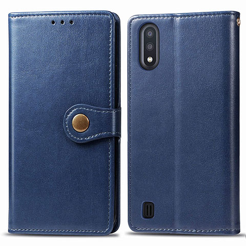 Handytasche Stand Schutzhülle Flip Leder Hülle S05D für Samsung Galaxy M01 Blau