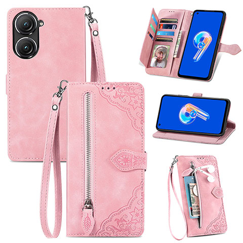 Handytasche Stand Schutzhülle Flip Leder Hülle S06D für Asus Zenfone 9 Violett