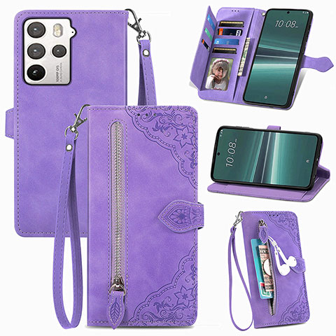 Handytasche Stand Schutzhülle Flip Leder Hülle S06D für HTC U23 Pro 5G Violett