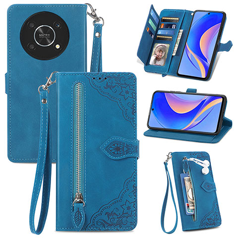 Handytasche Stand Schutzhülle Flip Leder Hülle S06D für Huawei Enjoy 50 Pro Blau