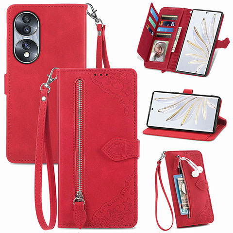 Handytasche Stand Schutzhülle Flip Leder Hülle S06D für Huawei Honor 70 5G Rot