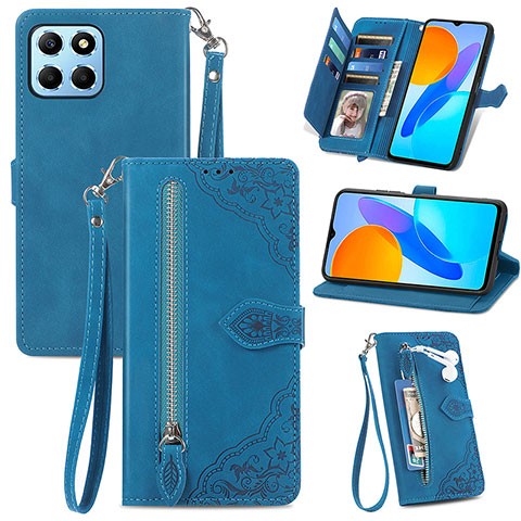 Handytasche Stand Schutzhülle Flip Leder Hülle S06D für Huawei Honor 70 Lite 5G Blau