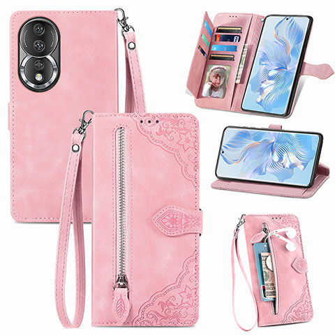 Handytasche Stand Schutzhülle Flip Leder Hülle S06D für Huawei Honor 80 5G Rosa