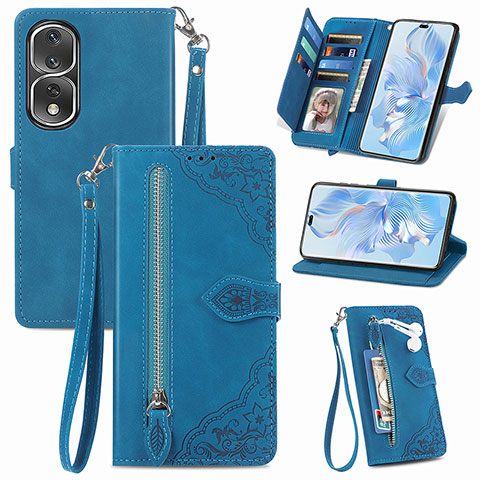 Handytasche Stand Schutzhülle Flip Leder Hülle S06D für Huawei Honor 80 Pro 5G Blau