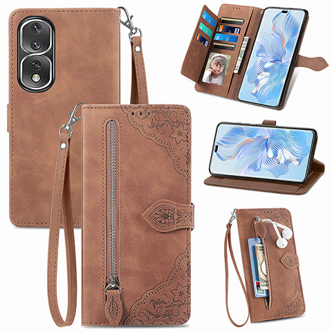 Handytasche Stand Schutzhülle Flip Leder Hülle S06D für Huawei Honor 80 Pro 5G Braun